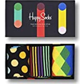 Colorful 3-Pack Socks Gift Set | Unique Fun Gift Ideas - Black, Yellow, Red, Dark Red, Green - 36-40