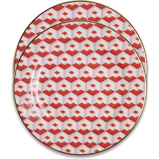 La DoubleJ Tableware - 'Cubi Rosso' dessert plate, set of two in Multicolor Porcelain