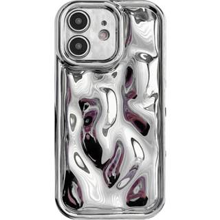 iPhone 12 Fleksibel Plastik Cover m. Ujævn og Skinnende Overflade - Sølv