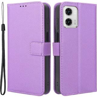 SKALO Motorola Moto G73 5G Premium Mini Rhombus Wallet Flip Cover - Lilla