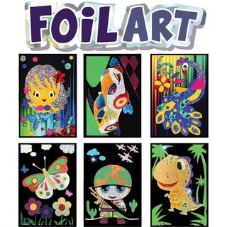 Vhale folie kunst h?ndv?rkss?t 6 pakker klisterm?rke billede (9,5 x 6,5 tommer) 48 folieplader og 6 spyd skr?l og inds?t glitrende folie kunst kl