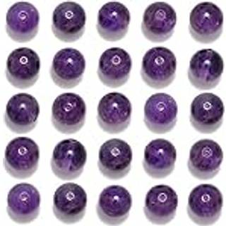 NCB 100pcs 8mm Naturlige Amethyst perler Gemstone Round Loose Stone Perles Spacer perler til smykkerfremstilling med krystalstrækning (Amethyst 8