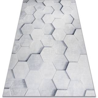 ANDRE 1180 tæppe skal vaskes Honeycomb, sekskant 3D skridsikker - grå 160x220 cm