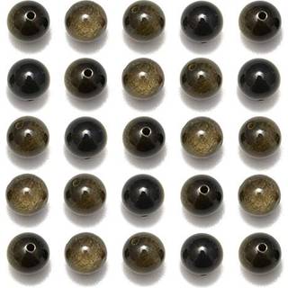 NCB 100pcs sort gylden obsidian 6mm ædelsten perler til smykker, der laver naturlige semi -dyrebare runde glatte stenafstandsperler ideelle til h