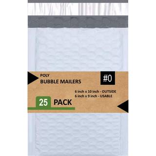 SALG4LESS #0 Poly Bubble Mailers 6x10 inches Polstret konvolut Mailer Vandt?t pakke med 25 hvide