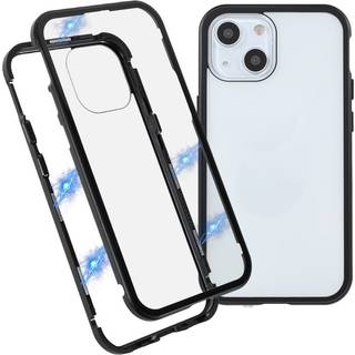 iPhone 13 Mini Magnetisk Metal Cover m. Glas Forside & Bagside - Sort