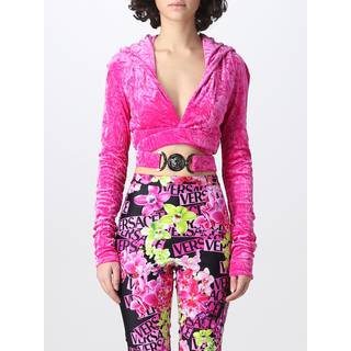 Versace Medusa Biggie velvet hoodie - pink - XS