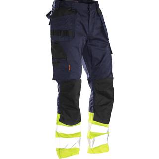 Jobman 2513 Håndværkerbukser gul/marineblå, advarselsmeddelelse, klasse 1 Gul / Marineblå