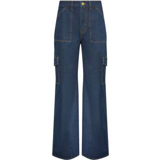 Lts Tall Dark Blue Wide Leg Cargo Jeans Ex Long > 24 Lts | Tall Women's Wide Leg Trousers - Ex Long 24