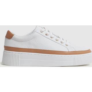 Reiss Reiss Camel/White Leanne Grained Leather Platform Trainers