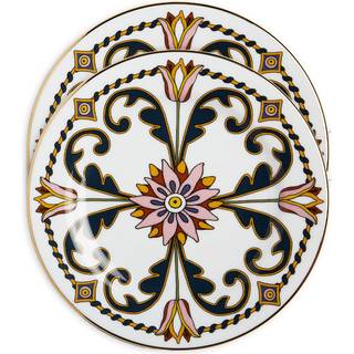 La DoubleJ Tableware - 'Tyrrhenian Tulips' dessert plate, set of two in multicolor 100% PORCELLAIN