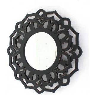 23,75 x 23,75 svart traditionell lotus - väggspegel