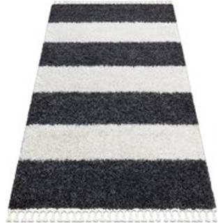 Tæppe UNION 4079 Striber grå / fløde kvaster berberi Marokkansk shaggy 160x220 cm