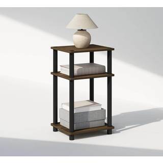 Furinno kun 3-lags turn-n-rør åben opbevaring natbord 1-pakke plaststænger Columbia Walnut/Black