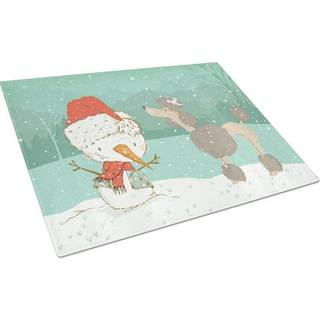 Caroline's Treasures CK2065LCB Chokolade Poodle Snowman Christmas Glass Cutting Board Stor dekorativt tempereret glas Køkkenskæring og serverings