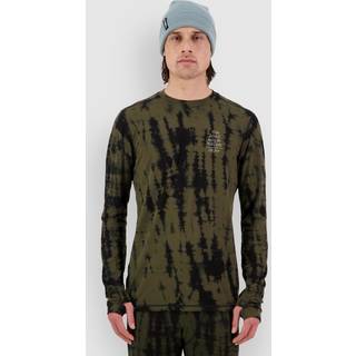 Mons Royale Cascade Merino Flex Long Sleeve S OLIVE TIE DIE