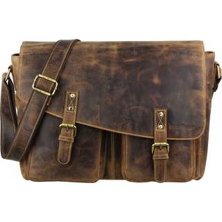 Umhängetasche Leder 45x31cm "Vintage" antikbraun | Greenburry.de 1541