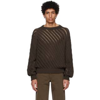 Lemaire Openwork cotton-blend sweater - brown - EU 52