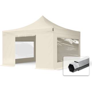 4x4m, aluminium, easy-up-pavillon, 4 sidedele, creme - (600183)