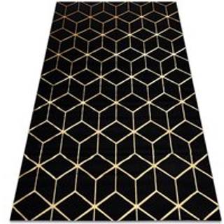 Tæppe GLOSS 3D moderne 409C 86 Terning, stilfuld, glamour, art deco sort / guld 140x190 cm