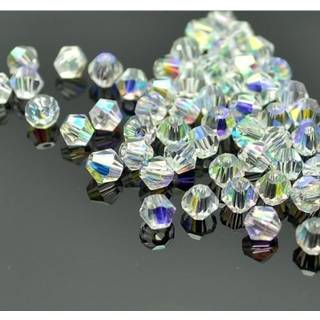 Xinbowen DIY 4mm 1000pcs Bulk Faceted Bicone Crystal Glass perles med containerbokseperler til fremstilling af smykker (hvid)