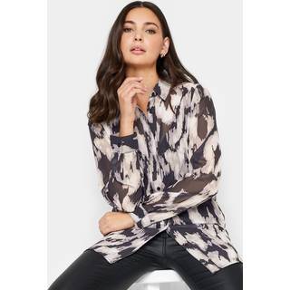 Lts Tall Black & Beige Blurred Markings Print Shirt 20 Lts | Tall Women's Shirts & Blouses