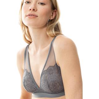 Mey Poetry Fame Triangle Bra With Lace - Grey - Small