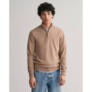 GANT Herre Sweater af ekstra fin lammeuld med halv lynlås (L)