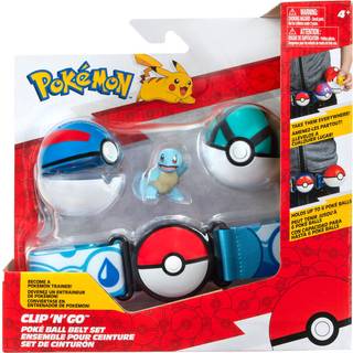 Pokémon Clip N Go Bæltesæt: 2-tommers Squirtle-kampfigurer med Net Ball-tilbehør (2 bolde inkluderet, fra 4 år)