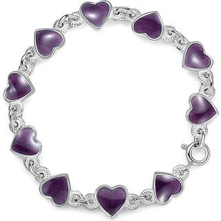 Pia & Per børnearmbånd med hjerter i sølv, lilla