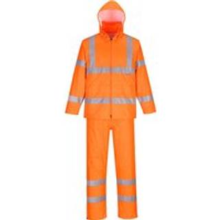 Hi-vis Packaway regndragt - orange (Størrelse: XXL)