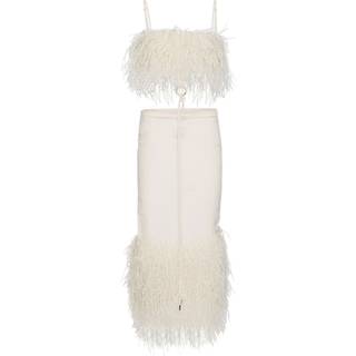 Jacquemus La Robe Raphia fringed midi dress - white - XL+