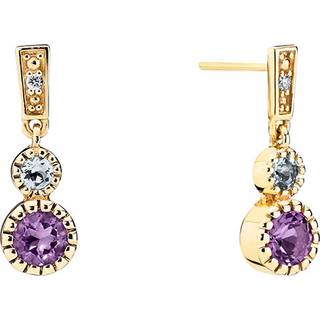 Lund Copenhagen 8 kt. guld ørestikker med diamant, topaz og ametyst