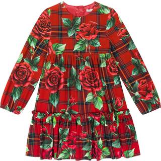 Dolce&Gabbana Kids Floral tartan dress - red - Y 4