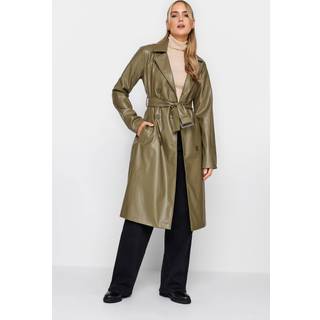 Lts Tall Olive Green Faux Leather Trench Coat 8 Lts | Tall Women's Faux Leather Jackets