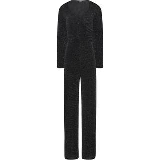 Lts Tall Black & Silver Stretch Glitter Wrap Jumpsuit 18-20 Lts | Tall Women's Jumpsuits