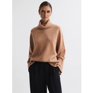 Reiss Reiss Camel Edina Relaxed Wool-Cashmere Blend Roll Neck Jumper