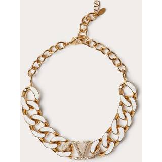 Valentino VLogo embellished chainlink choker - white - One Size