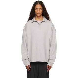 The Frankie Shop Dennis polo woven sweater - grey - EU 50