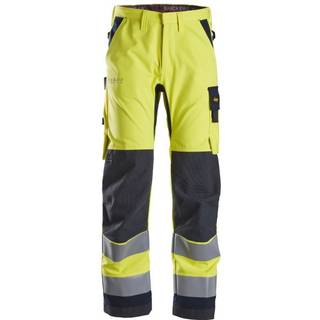 Snickers 6360 protecwork, high-vis arbejdsbukser, klasse 2 gul/navy 156