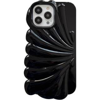 iPhone 13 Pro Fleksibelt Plastik Cover - Muslingeskal Design - Sort