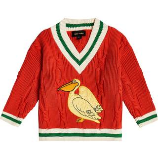 Mini Rodini Embroidered cotton-knit sweater - red - Y 8/9