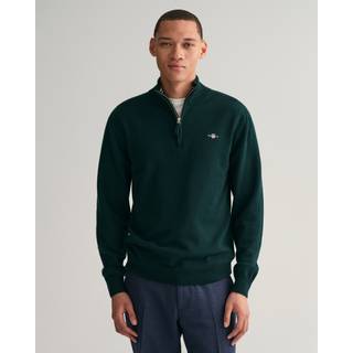 GANT Herre Sweater af ekstra fin lammeuld med halv lynlås (S)