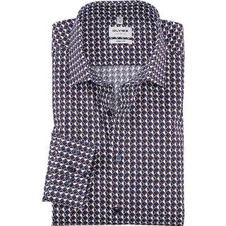 OLYMP Herren Hemd blau,braun gemustert