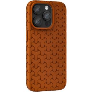 iPhone 15 Pro Fleksibelt Plastik Bagside Cover - Flettet Tekstur - Brun