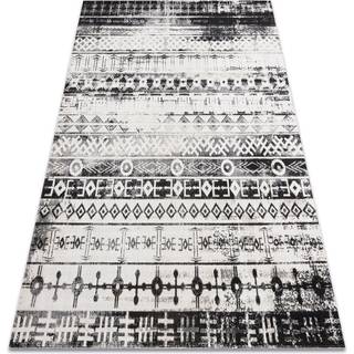 Moderne tæppe MUNDO E0592 etnisk boho udendørs beige / sort 80x150 cm