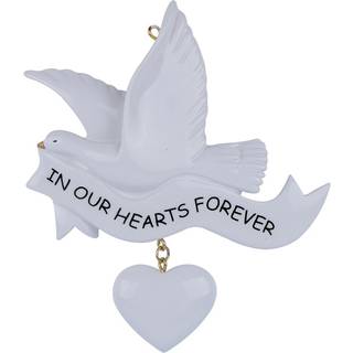Memorial Christmas Ornament 2024 I vores hjerter for evigt personaliserede ornamenter fredelig hvid flyvende due med hjerte huskende sympati