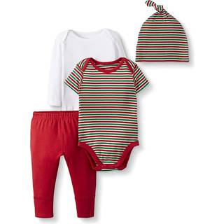 Moon og tilbage af Hanna Andersson Unisex Babies Organic Cotton Bodysuit Pant og Cap Gift Set Red 3-6 m?neder