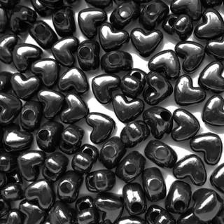 Hjerteperler sort store hulponyperler Pk/50 lavet i USA