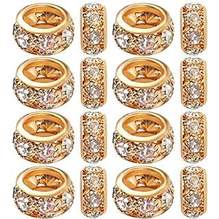 Europ?isk rhinestone -afstandsspolperler 40stk Goldbelagt krystal Rondenelle perler Messing Round perler med 6 mm stort hul til DIY -smykker, der